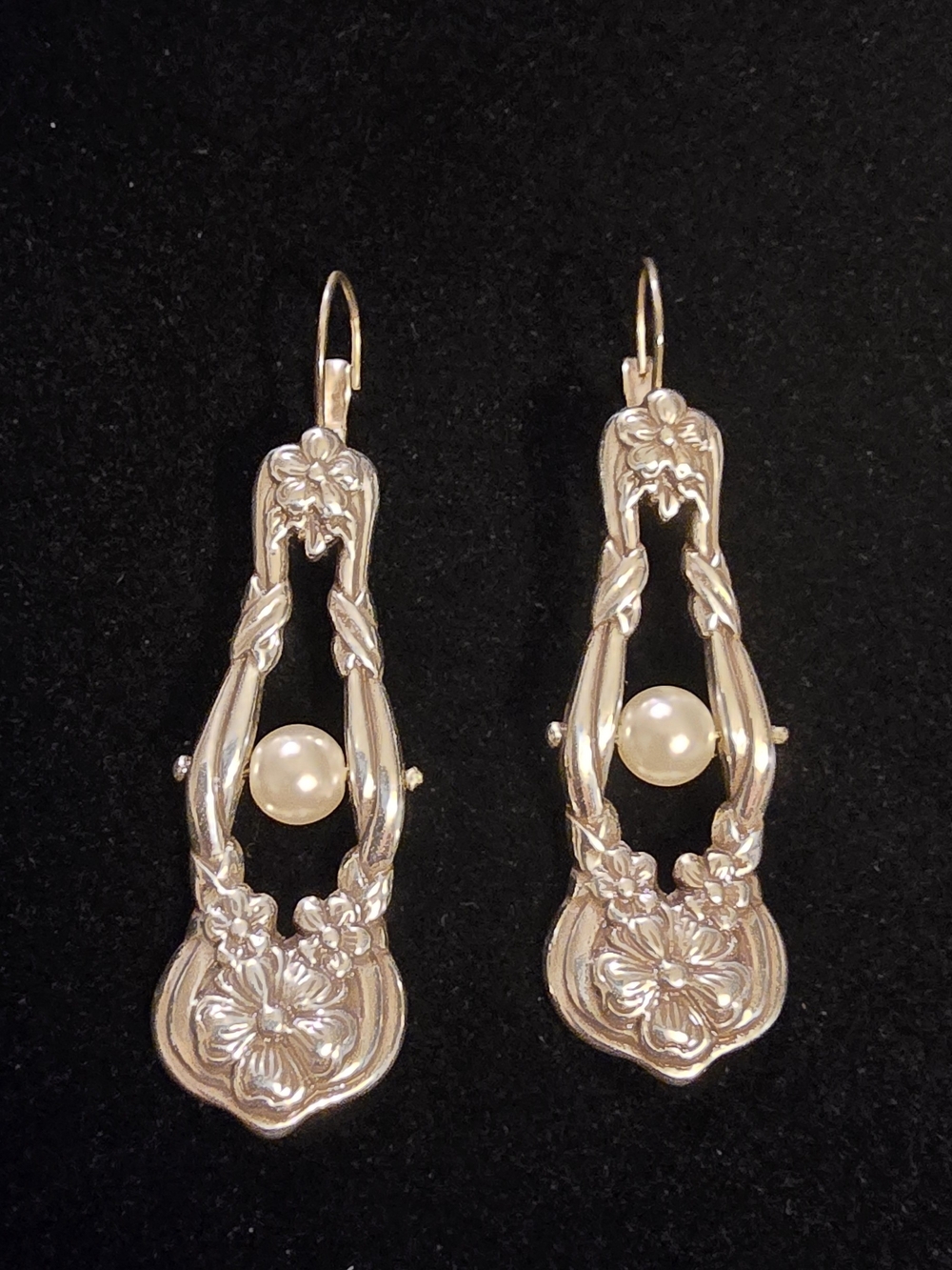 Brighton Silver Floral Drop Earrings with Pearl